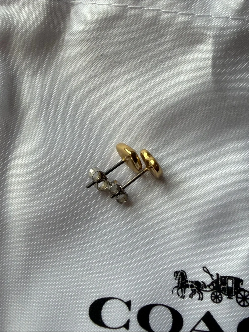 COACH Outlet Gold Heart Stud Earrings - Picture 4 of 5